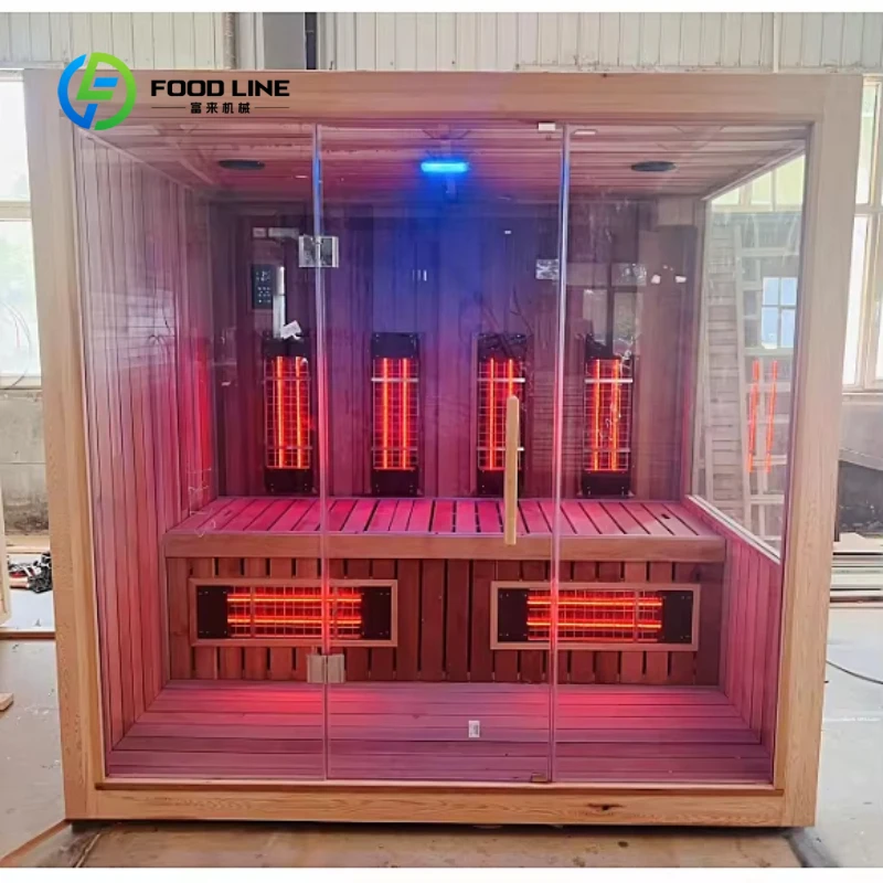 Customized Deluxe Indoor Multi-Functional Full Spectrum 4-6 Person Infrared Steam Sauna Room With Wood Burning Stove