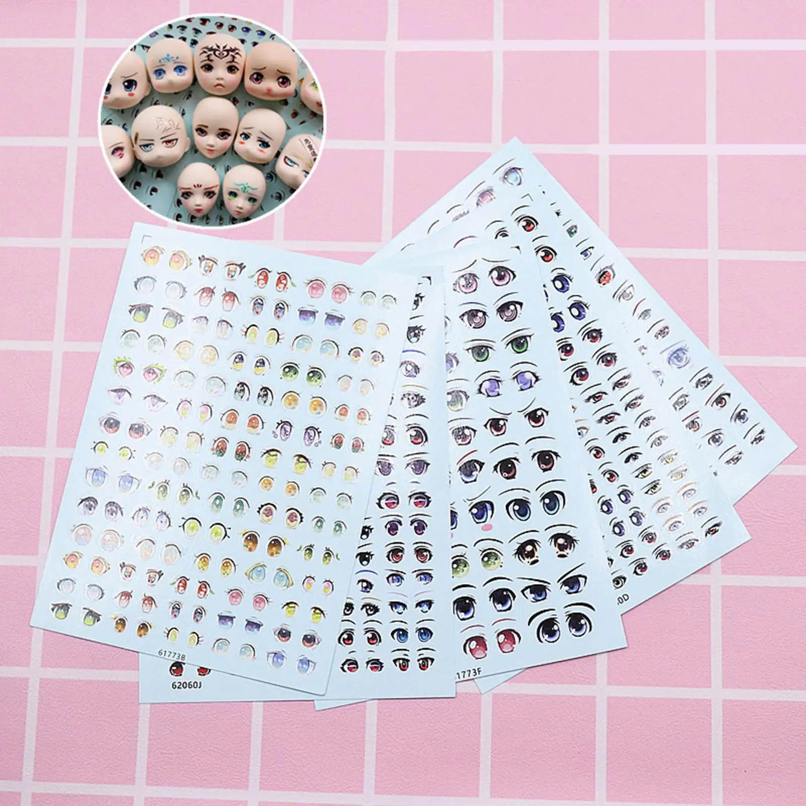 5Pcs Doll Eye Stickers Multi Style Cute Anime Figurine Clay Water Decals DIY