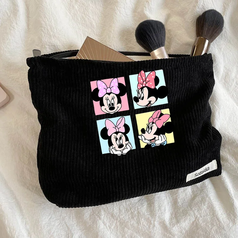 Disney Minnie Mouse Tinker Bell Makeup Bags for Women Cosmetic Storage Bag for Women Organizer Case Ladies HandBag Girls Purse