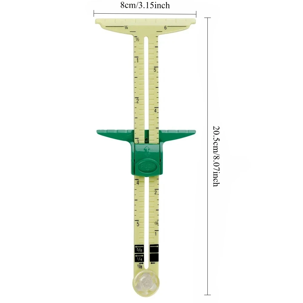 5-IN-1 Sewing Seam Ruler Measuring Gauge Patchwork Quilting Tailor Ruler Sizer Helper Aluminum Plastic Sliding Gauge
