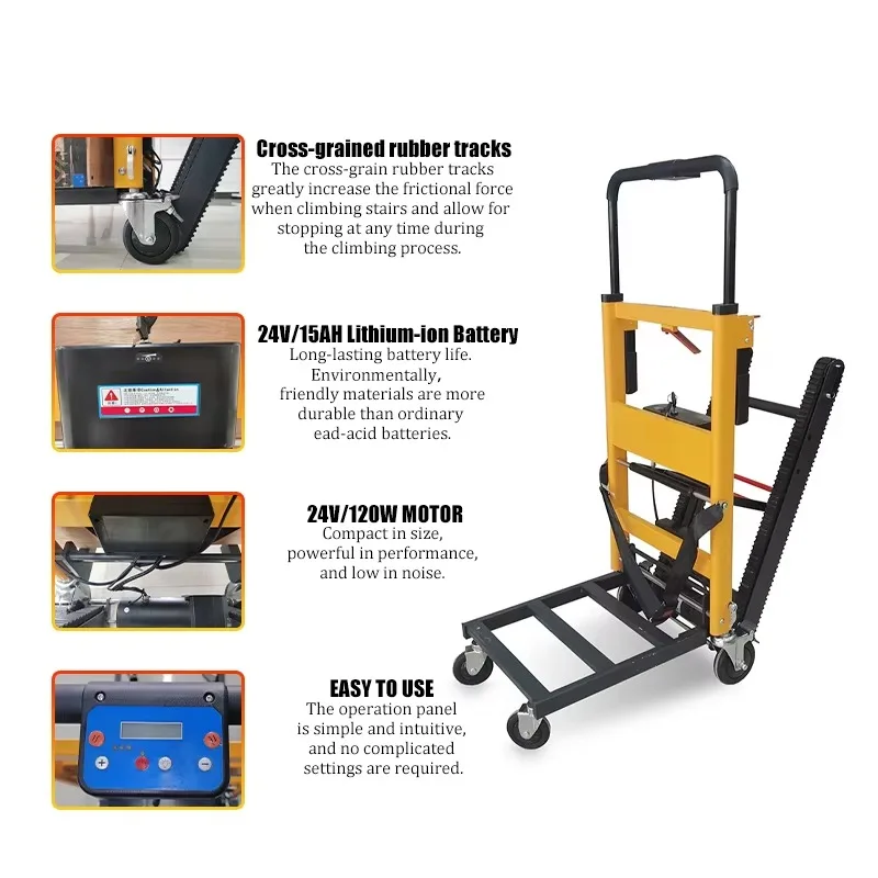 Electric Stair Climbing Trolley - Heavy-Duty Load Capacity, Foldable, Easy for Goods Transport