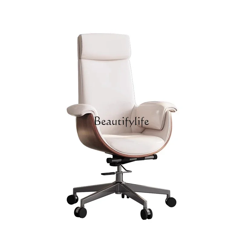 Comfortable office sedentary leather chair simple computer home lift swivel chair backrest