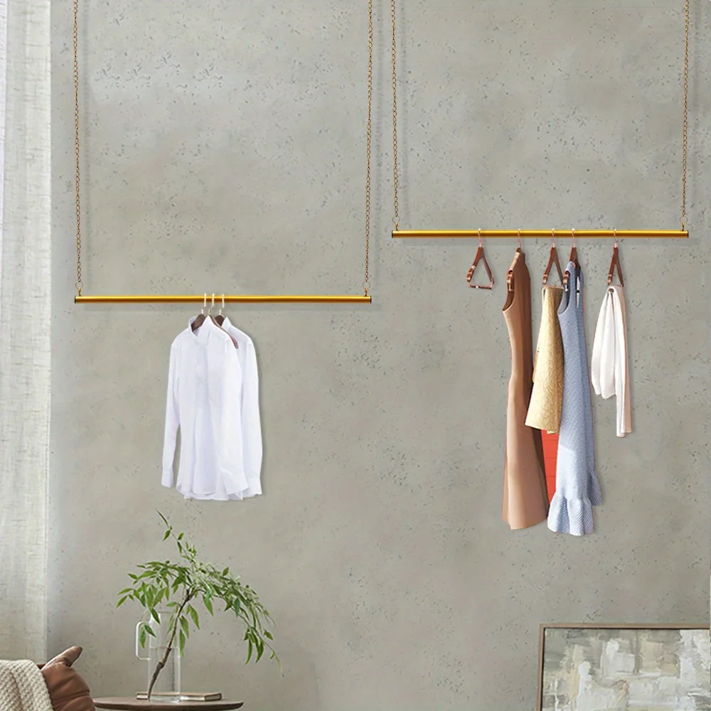 

NEW 2-piece set of hanging clothes with hooks 120cm long chain 180cm, , high-quality, , Carbon Steel, Golden