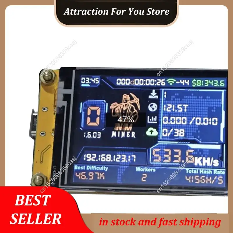 الأكثر مبيعًا على ESP32 Nmminer Nerdminer V2 لتعدين Bitcoin Solo، 530KH/S، يتميز بشاشة ذكية مقاس 2.8 بوصة