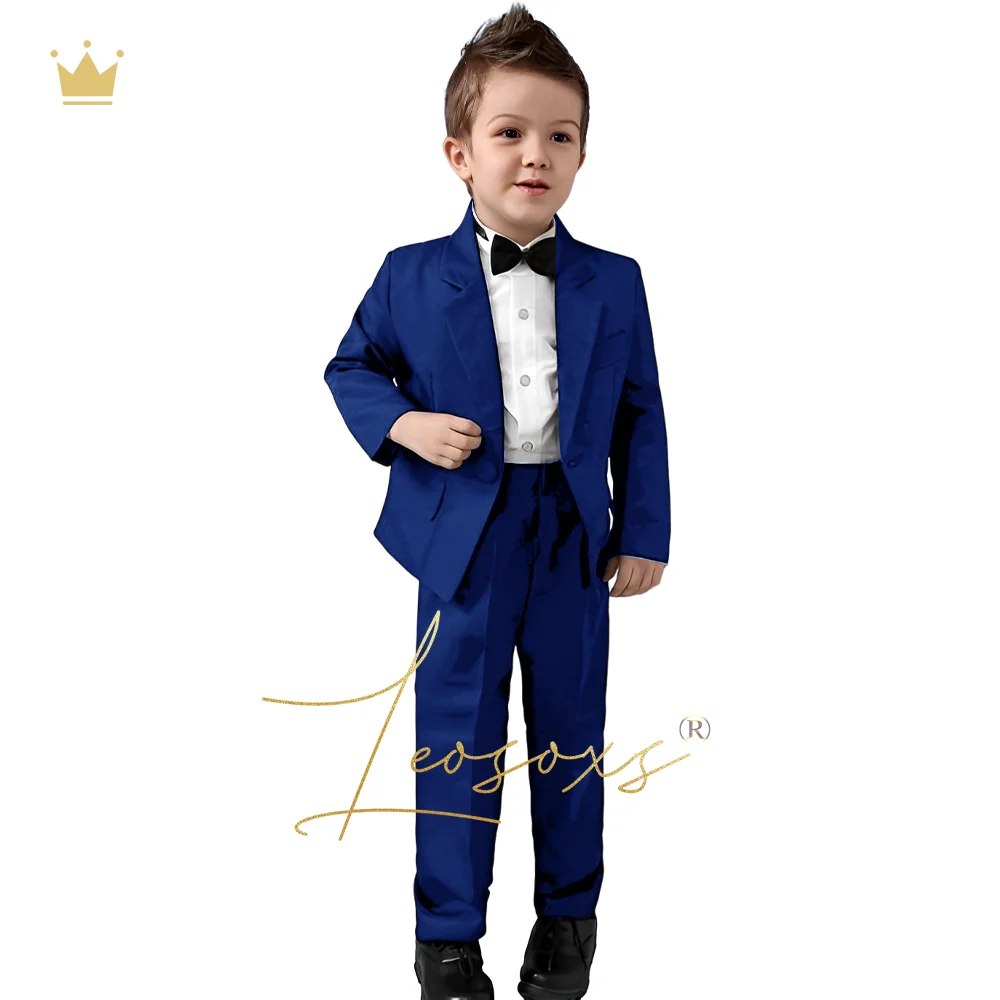 Boys classic suit 2 piece suit, children's single button flat lapel tuxedo children's customizable wedding party birthday suit