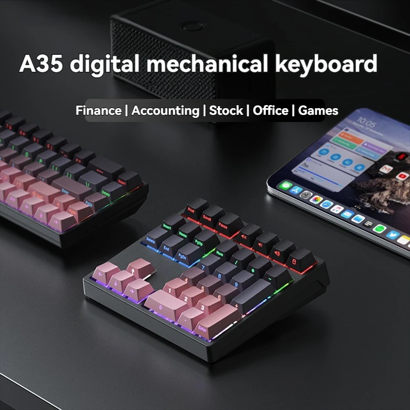 Teclado numérico A35 con cable monomodo 34 teclas RGB Mini teclado de oficina accesorios para juegos teclados mecánicos digitales regalos