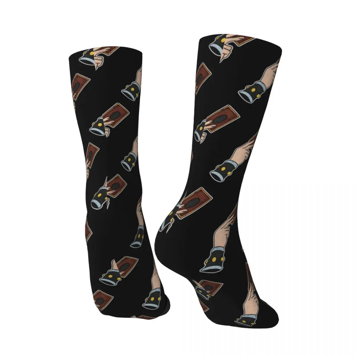 Crazy compression Heart Of The Cards Sock for Men Vintage Yu-Gi-Oh Quality Pattern Crew Sock Casual image 2