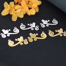 3pcs Stainless Steel Double Loops Lovely Bird On The Branch Charms Pendant DIY Jewelry Findings Connector For Necklace Bracelet
