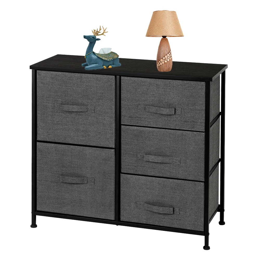 Dresser Organizer With 5 Drawers, Fabric Dresser Tower For Bedroom, Hallway, Entryway, Closets, Grey