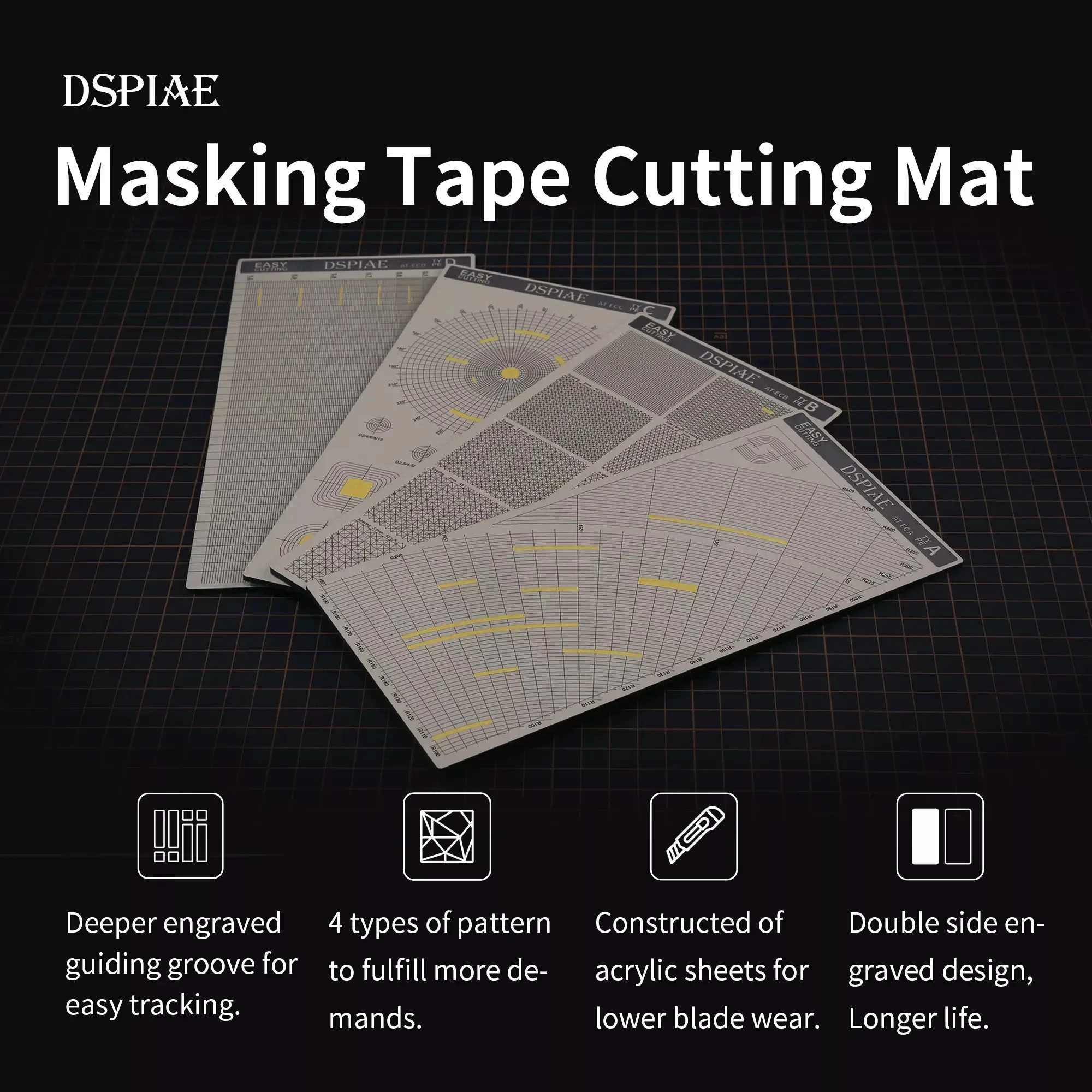 DSPIAE Masking Tape Cutting Mat Hobby Modeling Tools for Gundam DIY