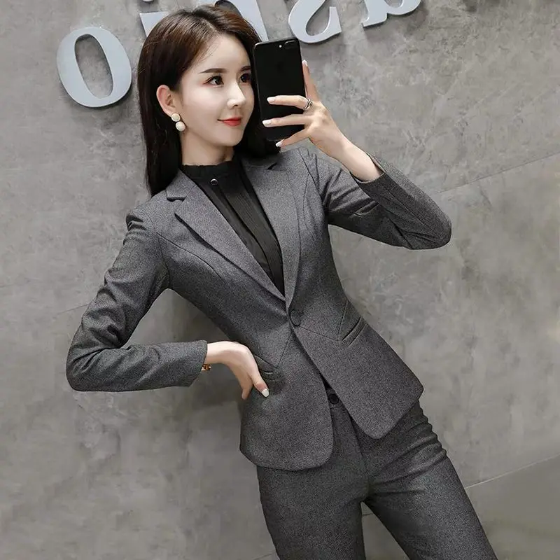 

Gray Suit Female President Fashion Temperament Ol Professional Manager Work Clothes Interview Small Suit Formal Wear