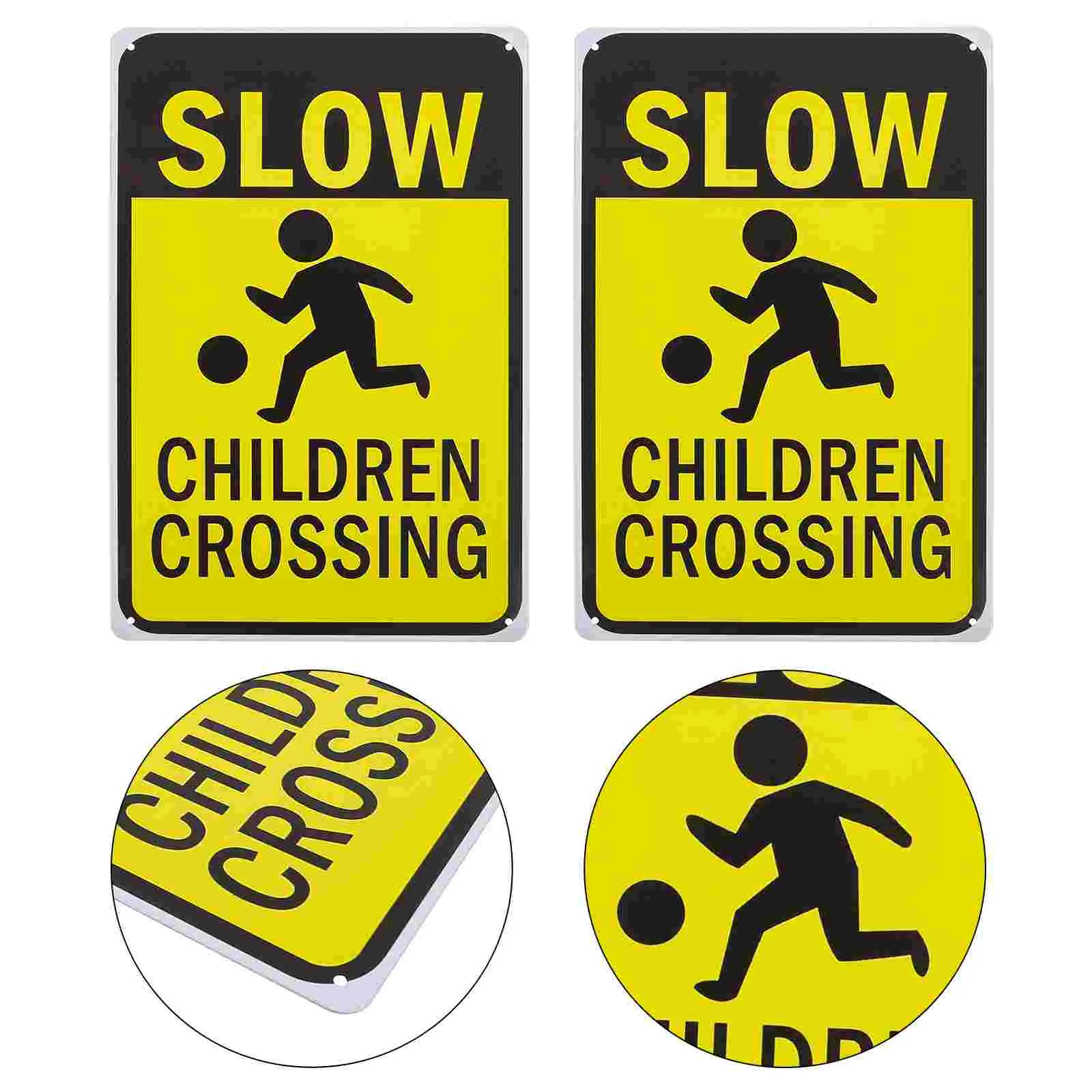 2 Pcs Warning Sign Safety Signs Drive Slow Wall Decoration Please down Iron Sheet