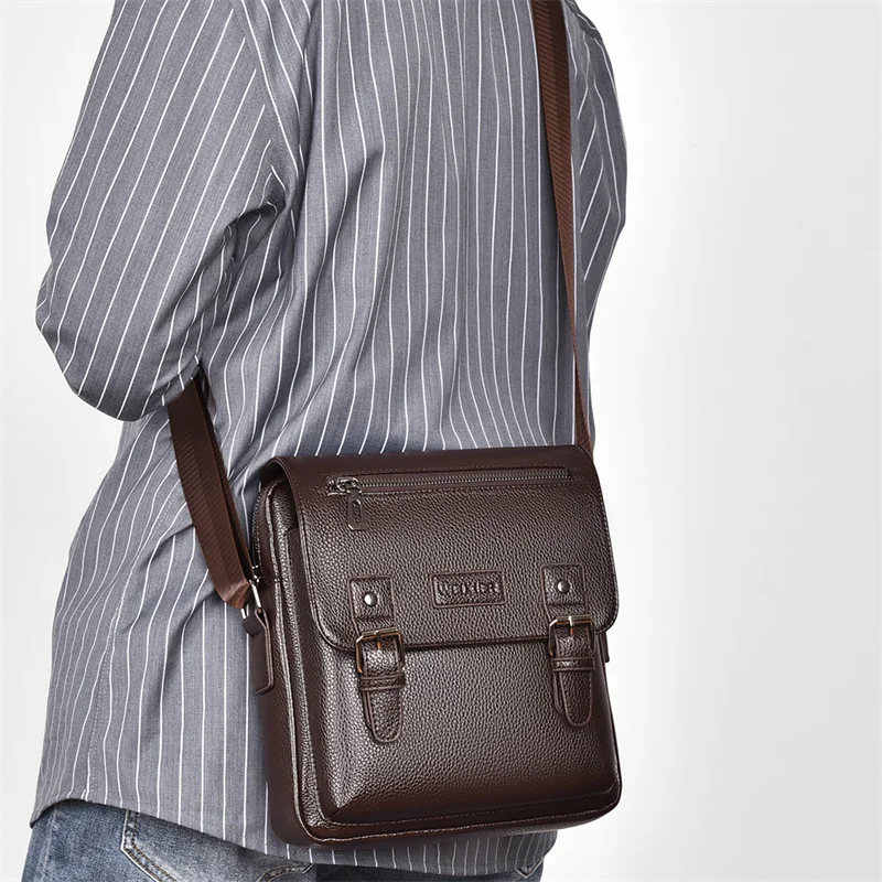 

Men PU Leather Shoulder Bag Fashionable Versatile Large Capacity Wear-resistant And Scratchproof Shoulder Crossbody Bag