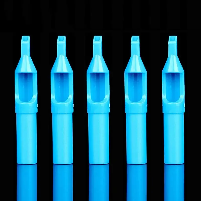 50pcs 3/5/7/9/11/13FT Blue Sterile Disposable Tattoo Machine Gun Nozzle Tips Needle Tube For Tattoo Gun Needle Ink Cup Grip Kits