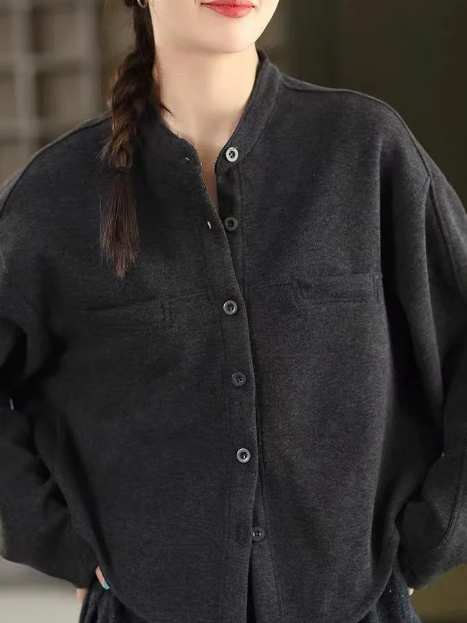 レトロカマーレ女性のコートラウンドネルーズフィットカジュアルスレ秋冬新着エレトップクオリ綿素材