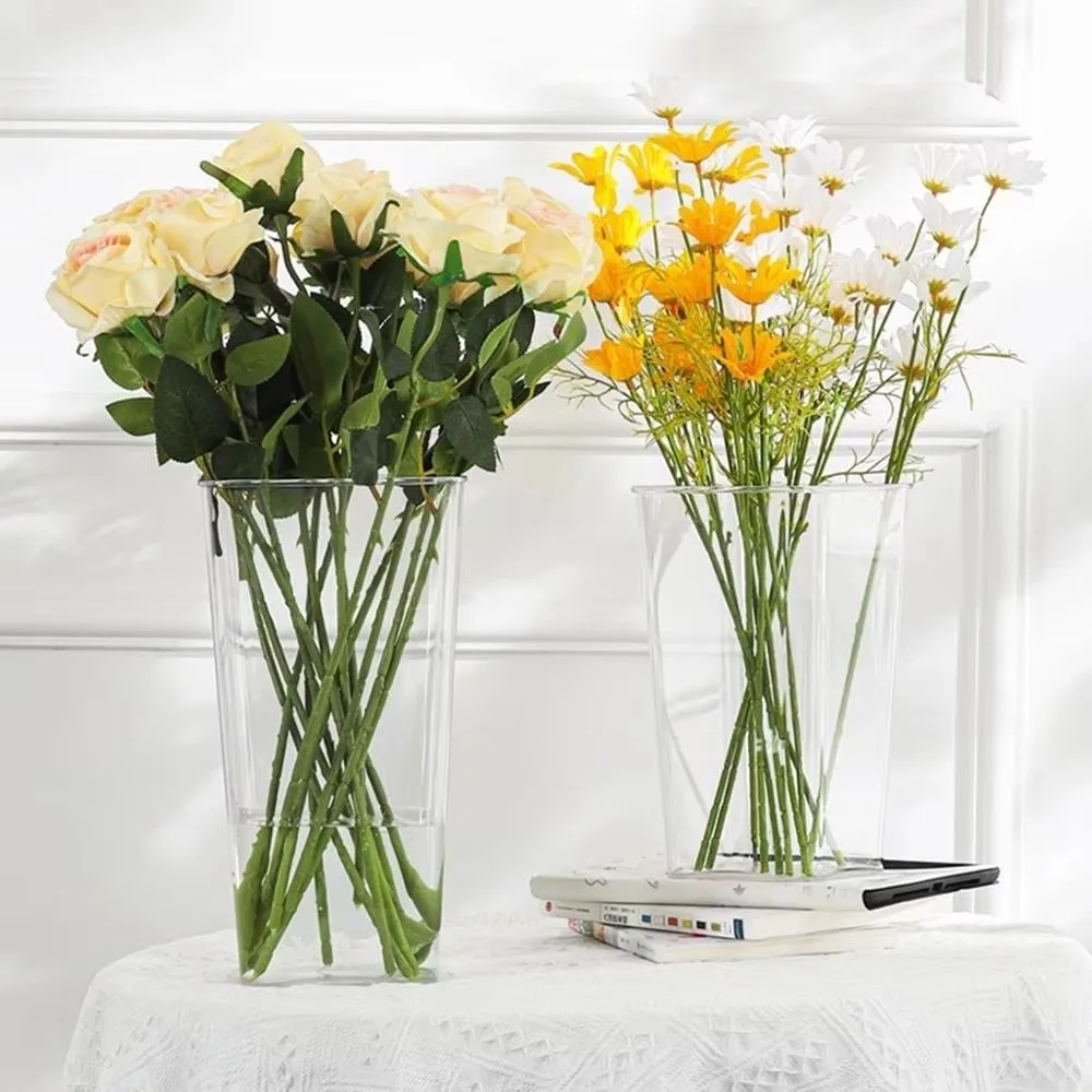New Nordic Style Flower Vase Acrylic Modern Deep Water Flower Pot Transparent Flower Arrangement Flower Wake Up Vase Living Room