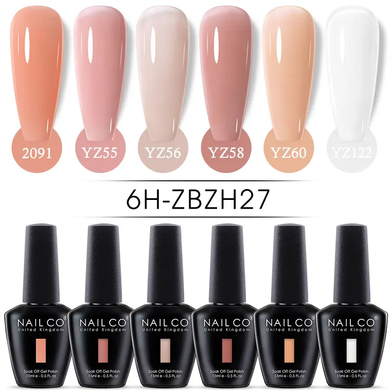 ชุดยาทาเล็บ NAILCO 6 สี ซีรีส์สีเขียวกลิตเตอร์ เจลกึ่งถาวร แบบไฮบริด ชุดทำเล็บแบบแช่ล้างออกได้ ใช้กับหลอดไฟยูวีและแอลอีดี สำหรับตกแต่งเล็บ พร้อมเบสโค้ทและท็อปโค้ท