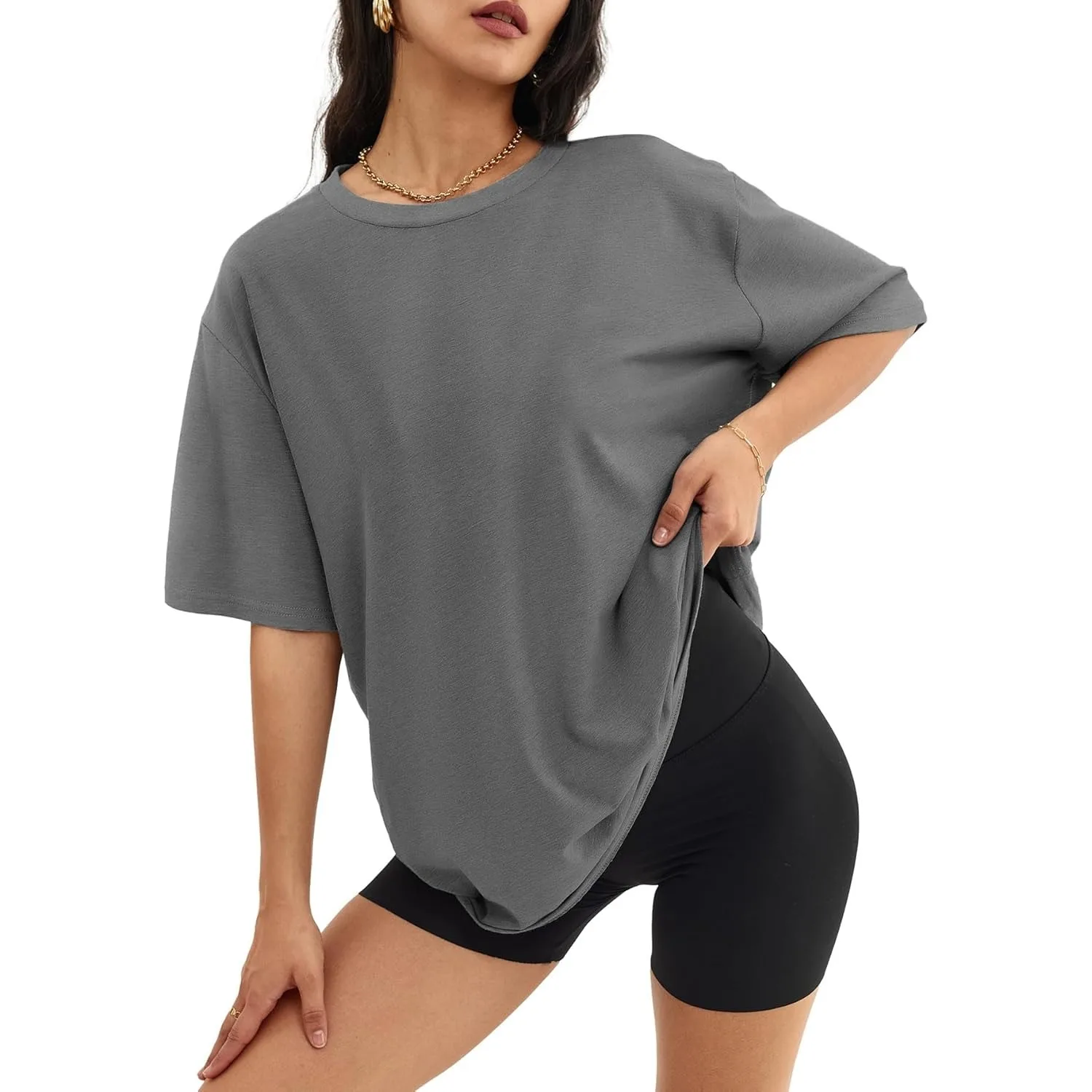 

Womens Oversized T Shirts Loose Fit Crewneck Short Sleeve Tops Summer Casual Blouse Y2K 2025 Basic Tee Beach