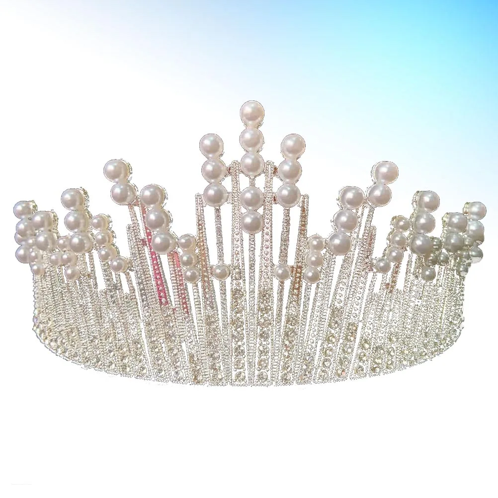 

Rhinestone Pearl Crown Cake Decoration Elegant Tiaras For Wedding Birthday Party Accessories Topper Crystals Gemstones