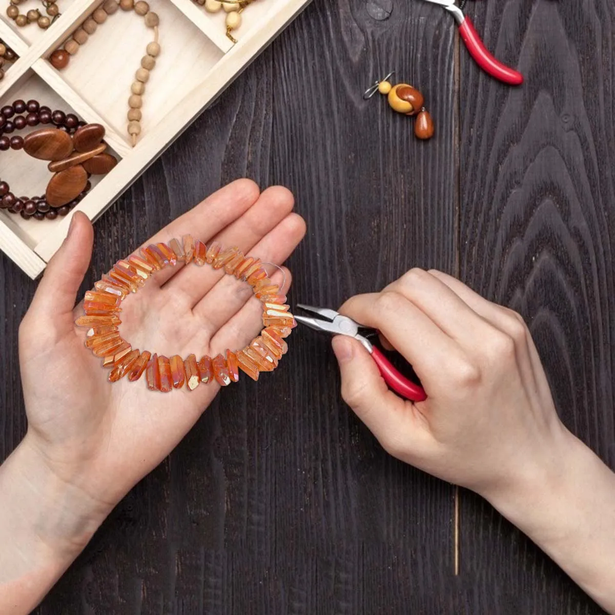 

DIY H made Earrings Crystal Column Set White Color Natural Stone Kit Headdress Supply Jewelry Material Various Findings