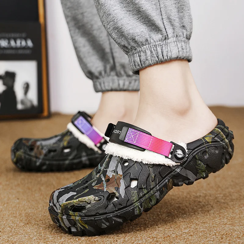 Neue Herren-Winterhausschuhe, bequeme warme Hausschuhe, abnehmbare Sommersandalen, lässige rutschfeste Plüsch-Fellhausschuhe für Herren – Detail 14