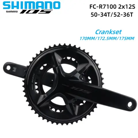 SHIMANO 105 FC-R7100 Crankset 2x12 Speed 165MM/170MM/172.5MM/175MM 50-34T/52-36T For Road Bike Bicycles Parts 2x12S Chain Wheel