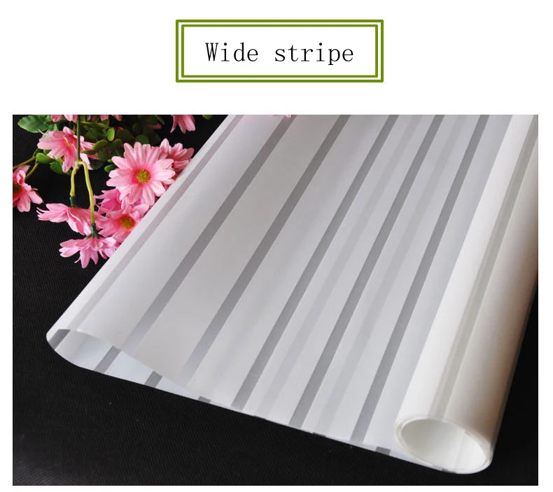 Matte Frosted Window Film For Home Stripes Opaque Glass Window Privacy Film Heat Insulation Self Adhesive Glass Sticker