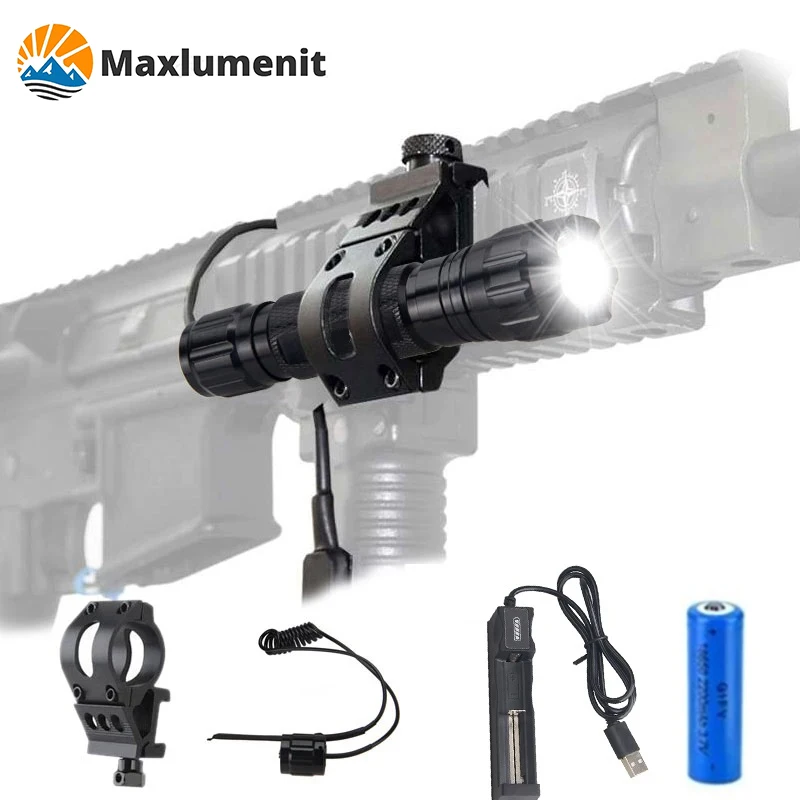 Professional High Power LED Flashlight Tactical Scout Torch Lights L2 Rechargeable Waterproof Hunting Rifle Pistol Fit 20mm Rail