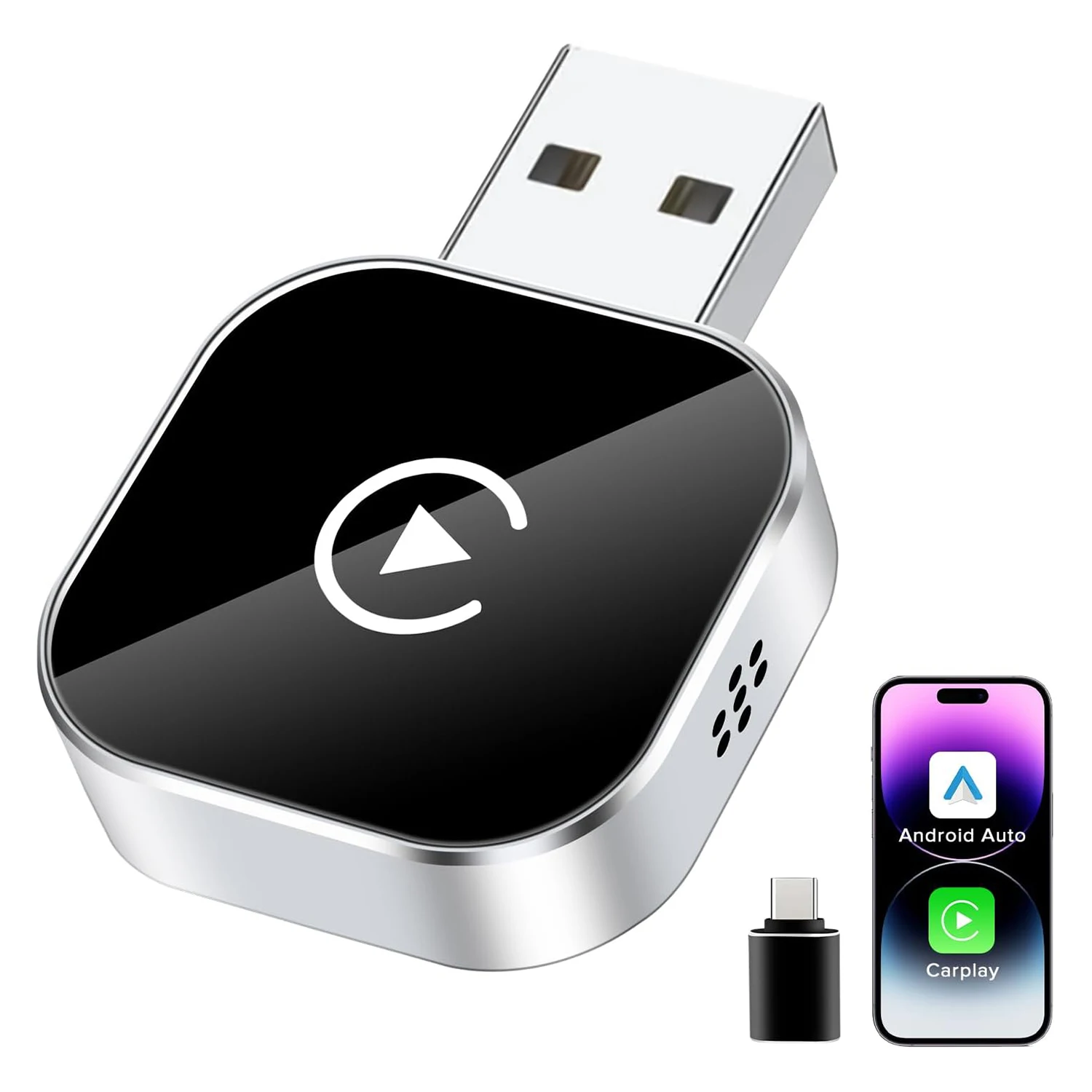 Wireless CarPlays Adapter Lag-Free Connectivity Stable Fast Mini Wireless Androids Auto Adapter with Voice Control Function