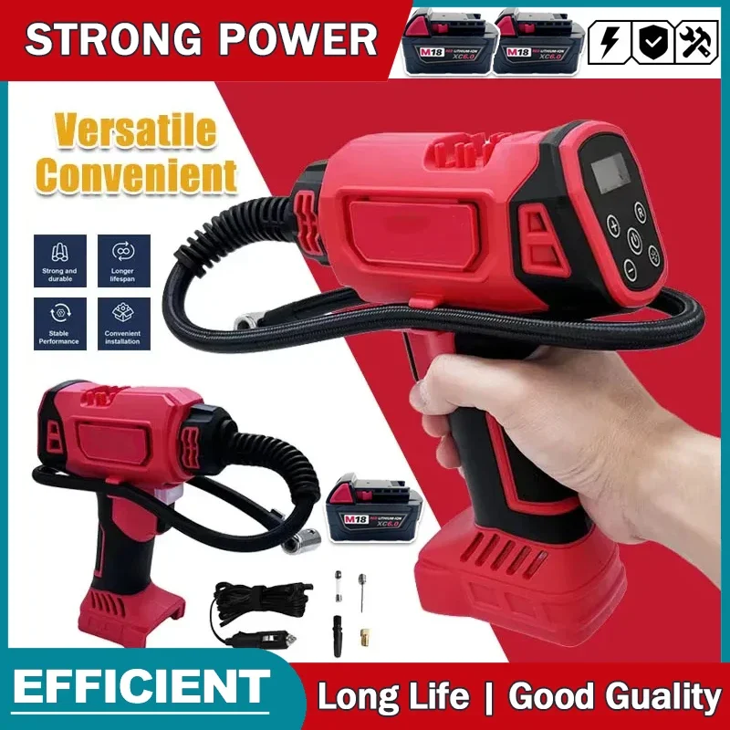 

Беспроводной электрический воздушный насос для автомобильных шин, автоматический компрессор, портативный, перезаряжаемый, для аккумулятора Milwaukee 18V