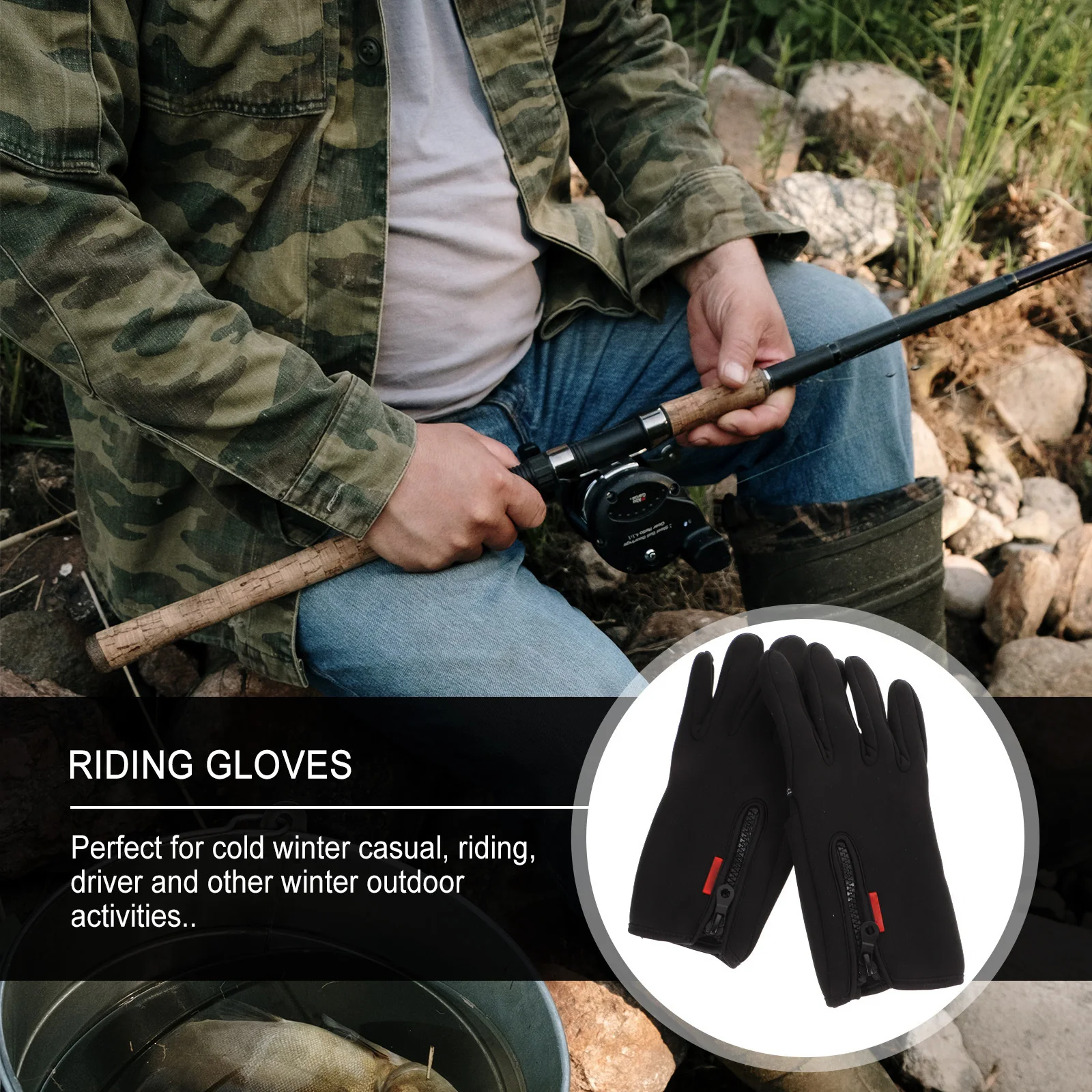 1 زوج يندبروف لمس قفازات دافئة 2 قطع إصبع تصميم عدم الانزلاق الحرارية في الهواء الطلق ركوب الصيد الصيد تسلق قفازات