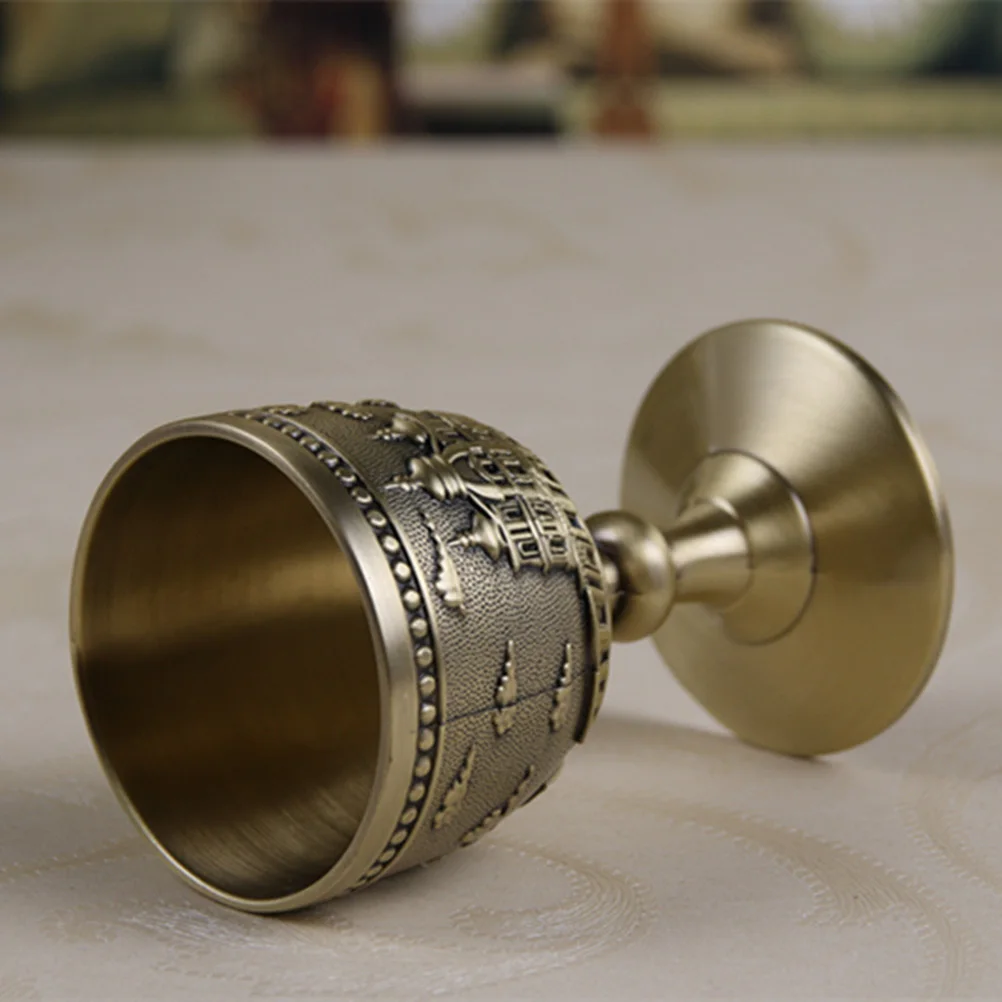 

Copper Goblet Drinking Cup Eco-friendly Non-slip Retro Style Liquor Glass Metal Cup Home Bar Wine Coffee Bronze Color