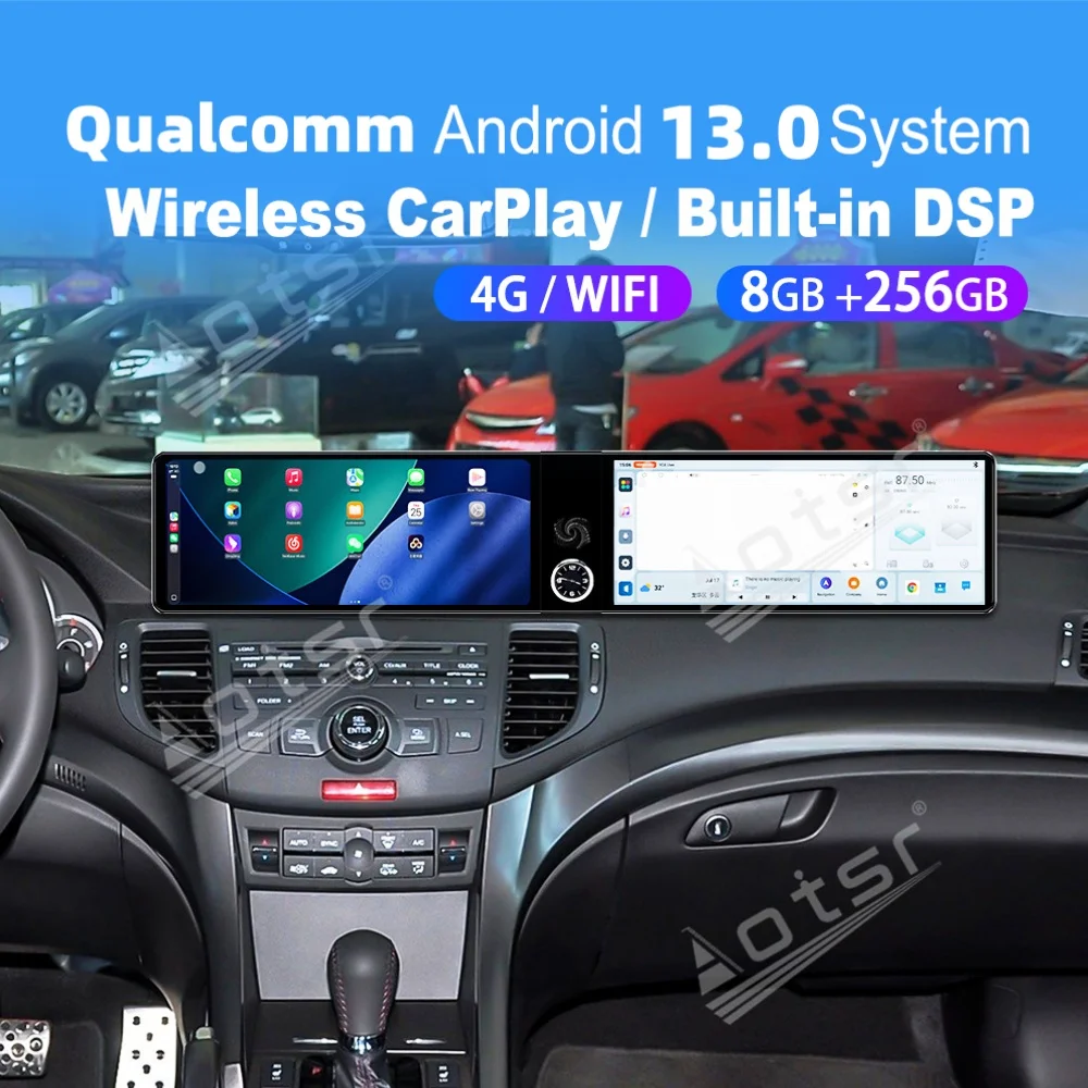 

12.3" Dual Screen Qualcomm Carplay Android Car Multimedia Automotive For Honda Spirior 2009~2013 GPS Navi Car Radio Head Unit