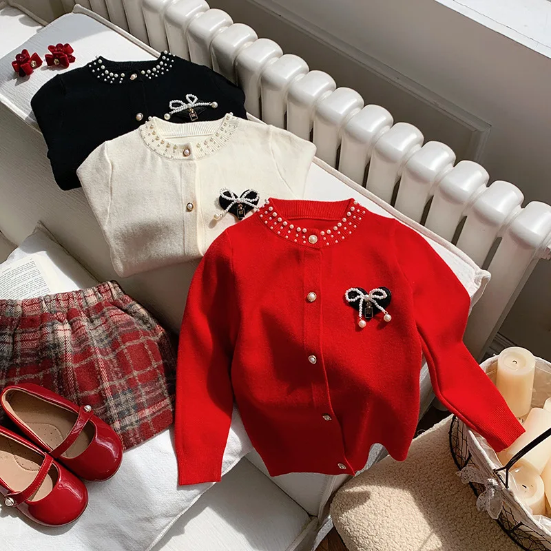 ملابس الأطفال الخريف منتج جديد عقدة شعر للفتيات سترة متماسكة سترة سترة لطيف طفل الحلو قمة الموضة #3