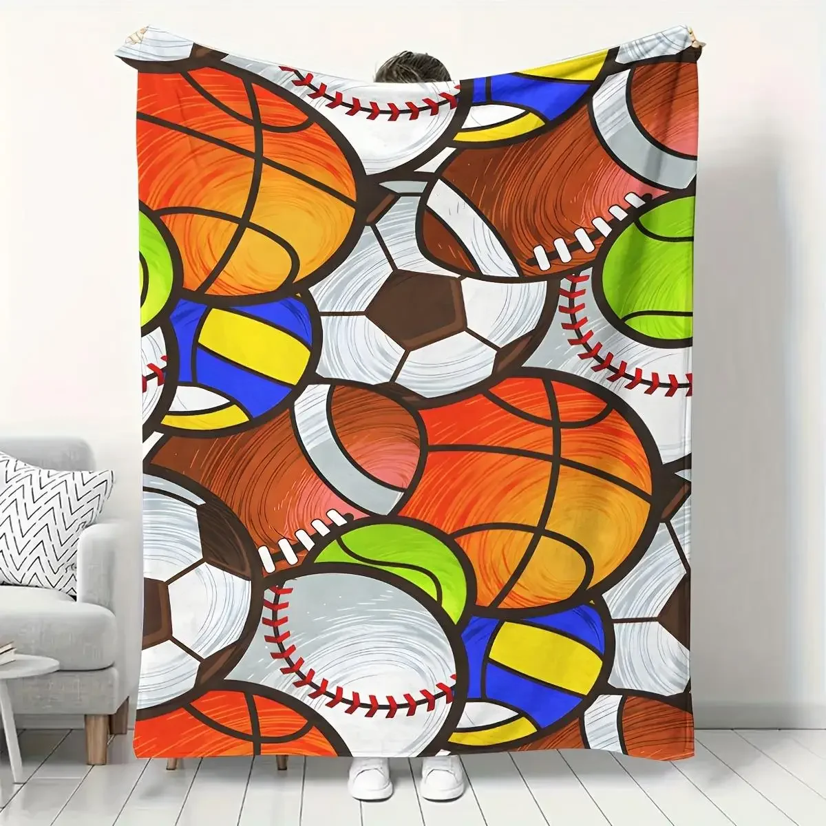 Sports-themed blanket Blanket for Sofa Bed Travel Camping Living Room Office Conditioning Blanket for All Seasons Gifts