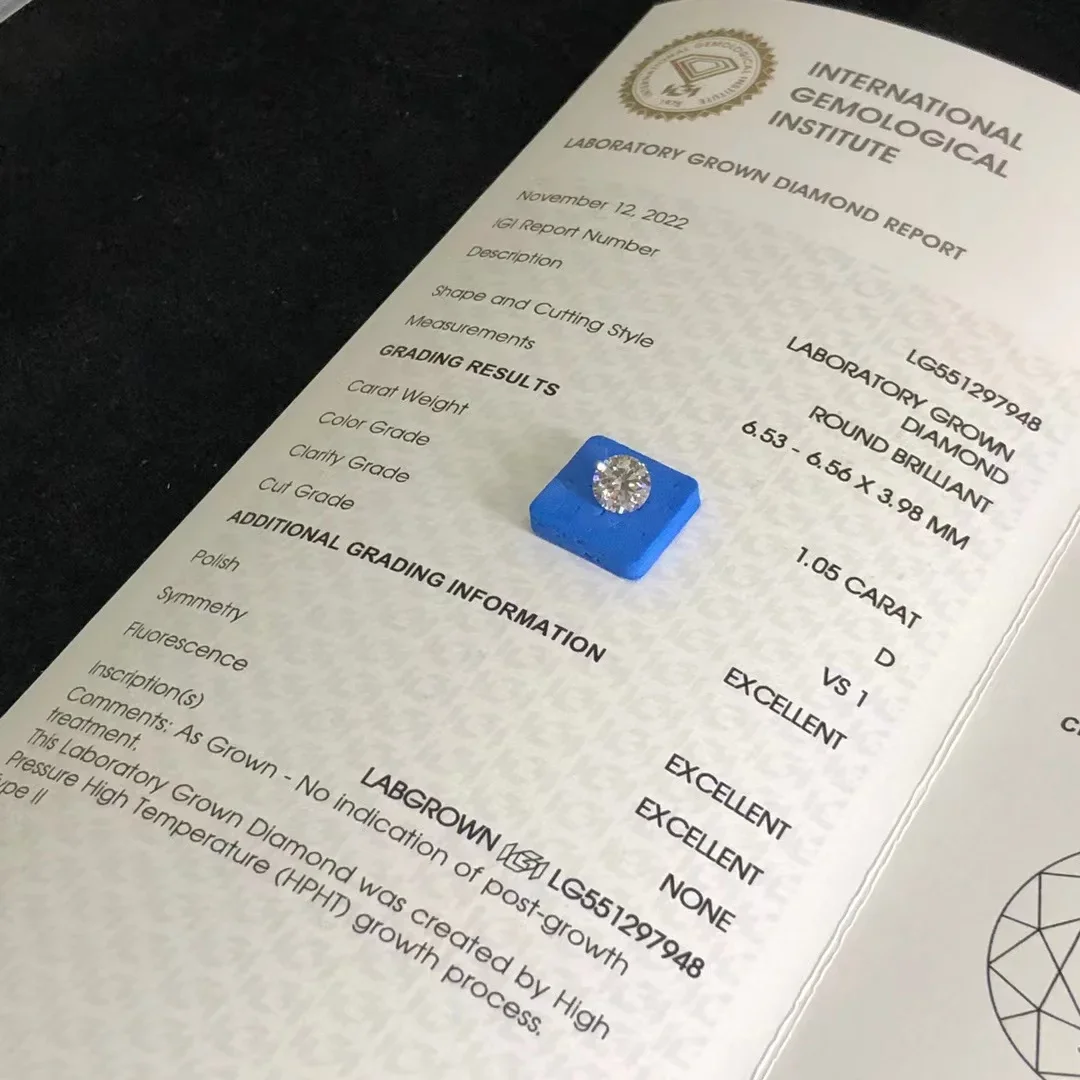 الجملة أعلى جودة 0.3ct 0.5ct 0.8ct 1ct 2ct 3ct مختبر مستدير نمت الماس فضفاض HPHT CVD مع شهادة IGI GIA DEFG VVS-SI