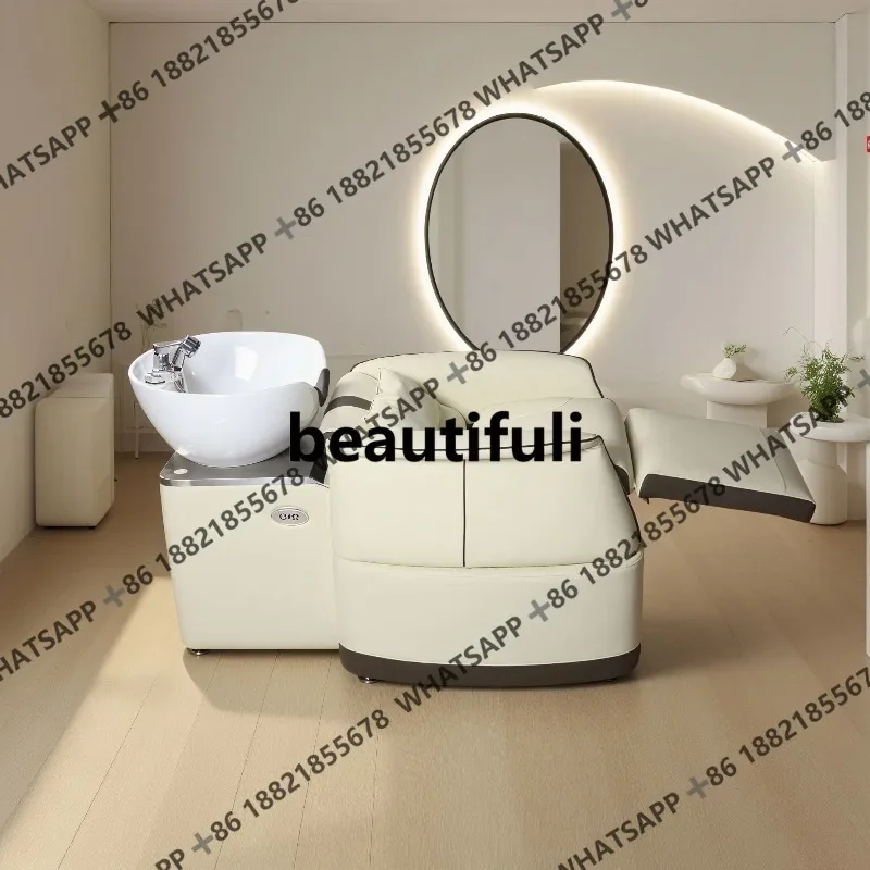 New model, special electric leg lift for shampoo bed and hair salon, semi-lying flush bed ceramic basin