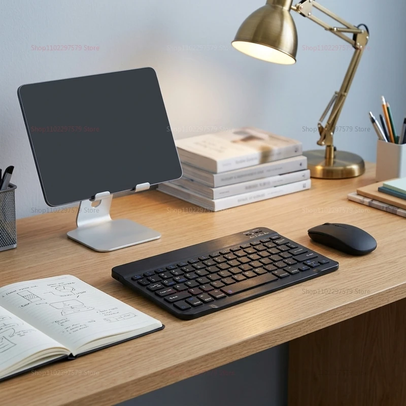 Wireless Bluetooth Keyboard and Mouse Combo Compatible with iPad Android Tablet Phone Slim Quiet Eco-Friendly for Work Play