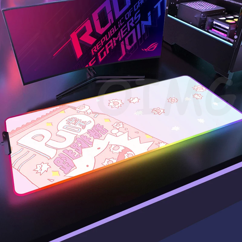 

Симпатичный RGB-коврик для мыши с изображением еды, большой игровой коврик для мыши, светодиодный настольный коврик, водонепроницаемый коврик для мыши с подсветкой, светящиеся коврики для клавиатуры и ноутбука
