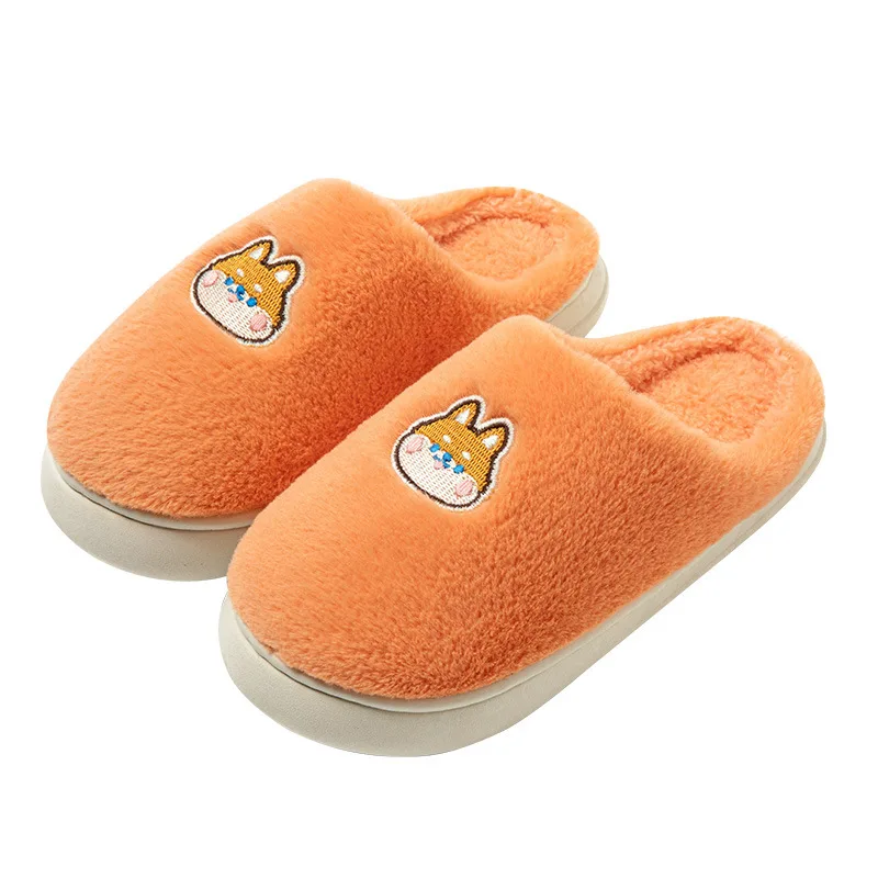 Winter Thicken Warm Plush Home Slippers Women Thick Sole Solid Color Indoor Couple Cotton Shoes Soft Comfy Fuzzy Slippers Woman