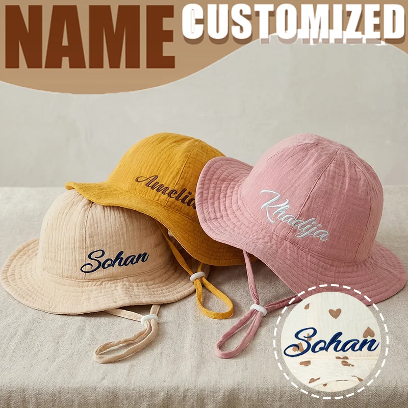 

Personalized Baby Name Wide Brim Sun Hat for Kids Breathable Adjustable with Chin Strap Baby Sun Hat Perfect for Kids Gift