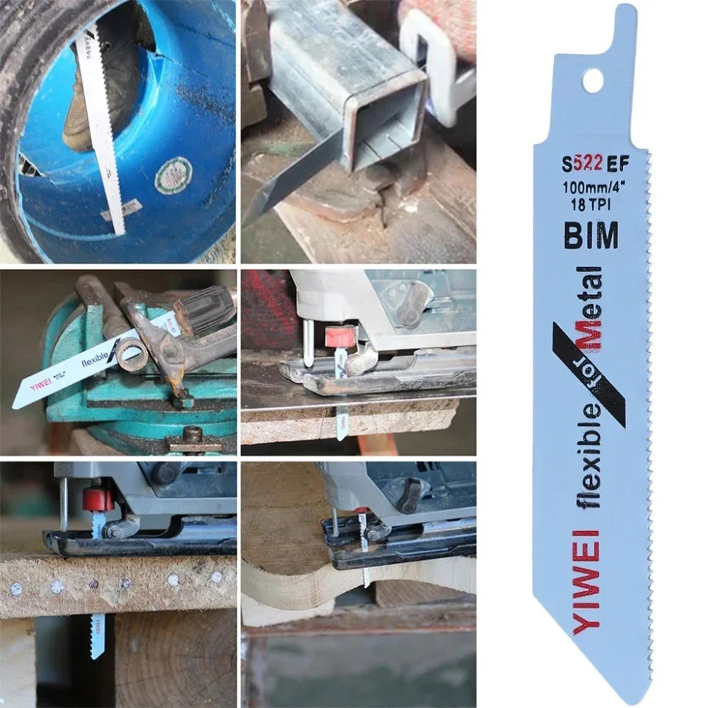 5pcs S522EF 100mm HCS Reciprocating Saw Blade Jigsaw Blade  For Wood Metal Plastic PVC Tube Cutting Power Tools Accessories
