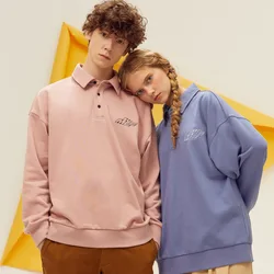 Metersbonwe Lapel Sweatshirt For Couples Spring Autumn Men Women Casual Pullover Lapel Sweatshirts Female Knitwear Oversize Tops