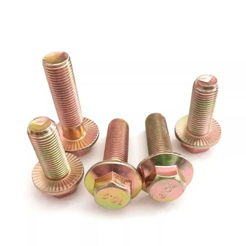 2/5/10/20pcs 10.9 Grade Fine Tooth Flange Bolt Gb5787 Screw M10x1.25/ M12x1.25/ M14x1.5/m12x1.5/m16x1.5