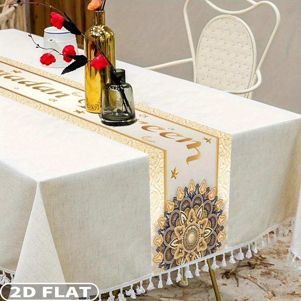 

1pc Elegant Polyester Tablecovers for Eid Celebrations - Perfect for Dining & Party Decor, Ramadan, Islamic Muslim Decoration
