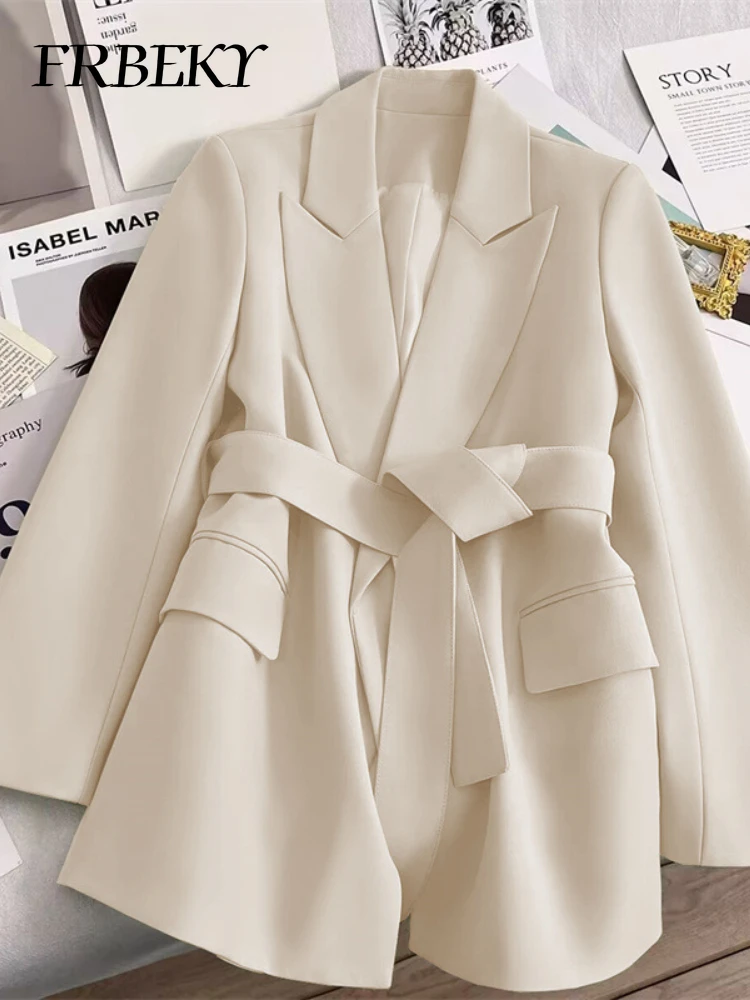 Elegant Blazer Woman Spring New Solid Color Tie Suit Jacket Temperament Korean Version of The Casual Trend Suit Woman Clothing