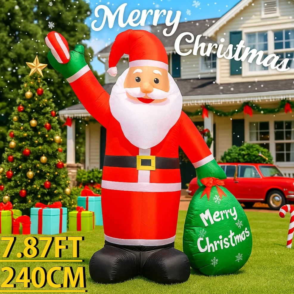 7,87 фута светодиодный светильник, рождественский надувной подарочный пакет, игрушка Санта-Клауса, вечерние украшения для газона, товары для украшения дома, рождественский праздничный подарок