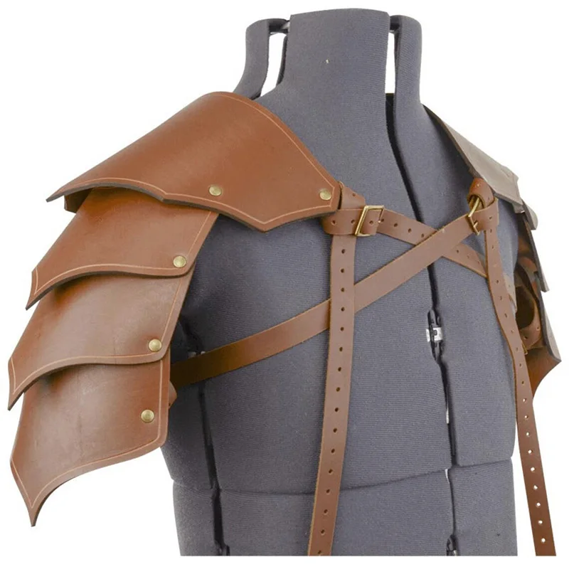 Mittelalter liche Wikinger Ritter Krieger Leder Schulter schutz Rüstung Pu Leder geschirr Pauldrons Spaulder Cosplay Kostüm Requisiten für Larp