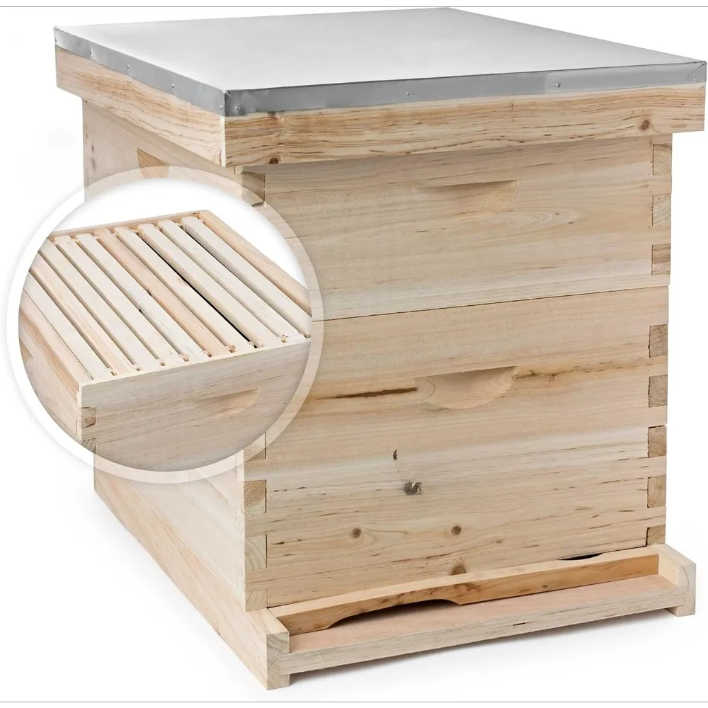 

Полный комплект коробок Beehive 20 Frame (10 глубоких и 10 средних размеров) с металлической крышей для пчеловодства в языковом режиме