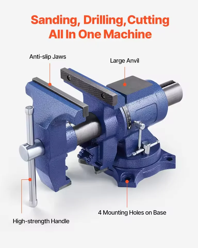 Multi‑Purpose Heavy‑Duty Bench Vise with Anvil, Ductile Iron Workbench Vice 6‑1/2